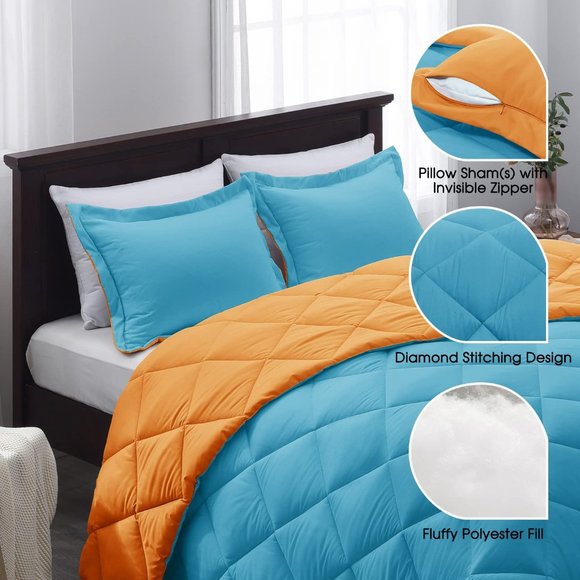 New King or Queen Size Comforter Set - Reversible Down Alternative - Picture 6 of 6